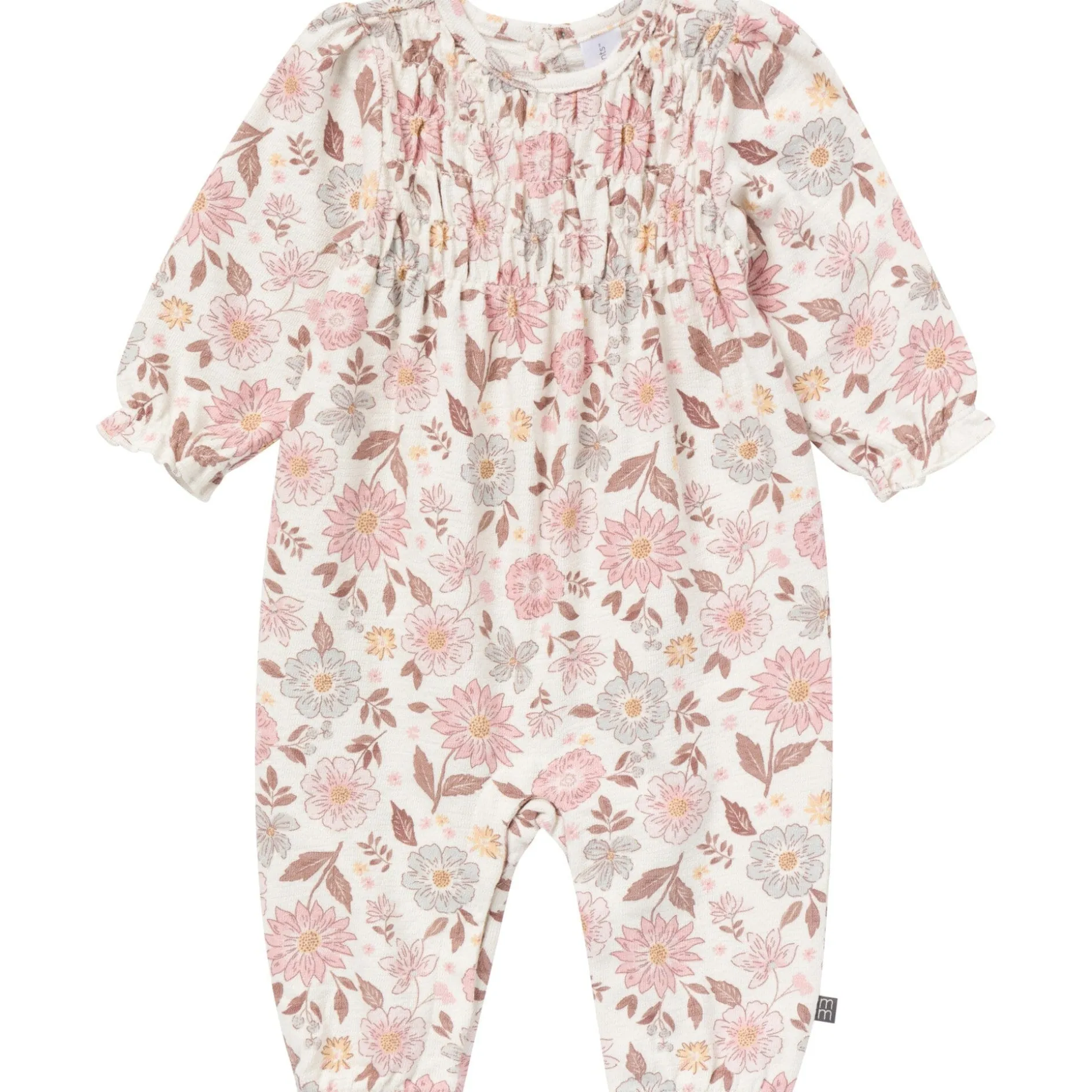 Baby Girls Flower Blossoms Smocked Long Leg Romper