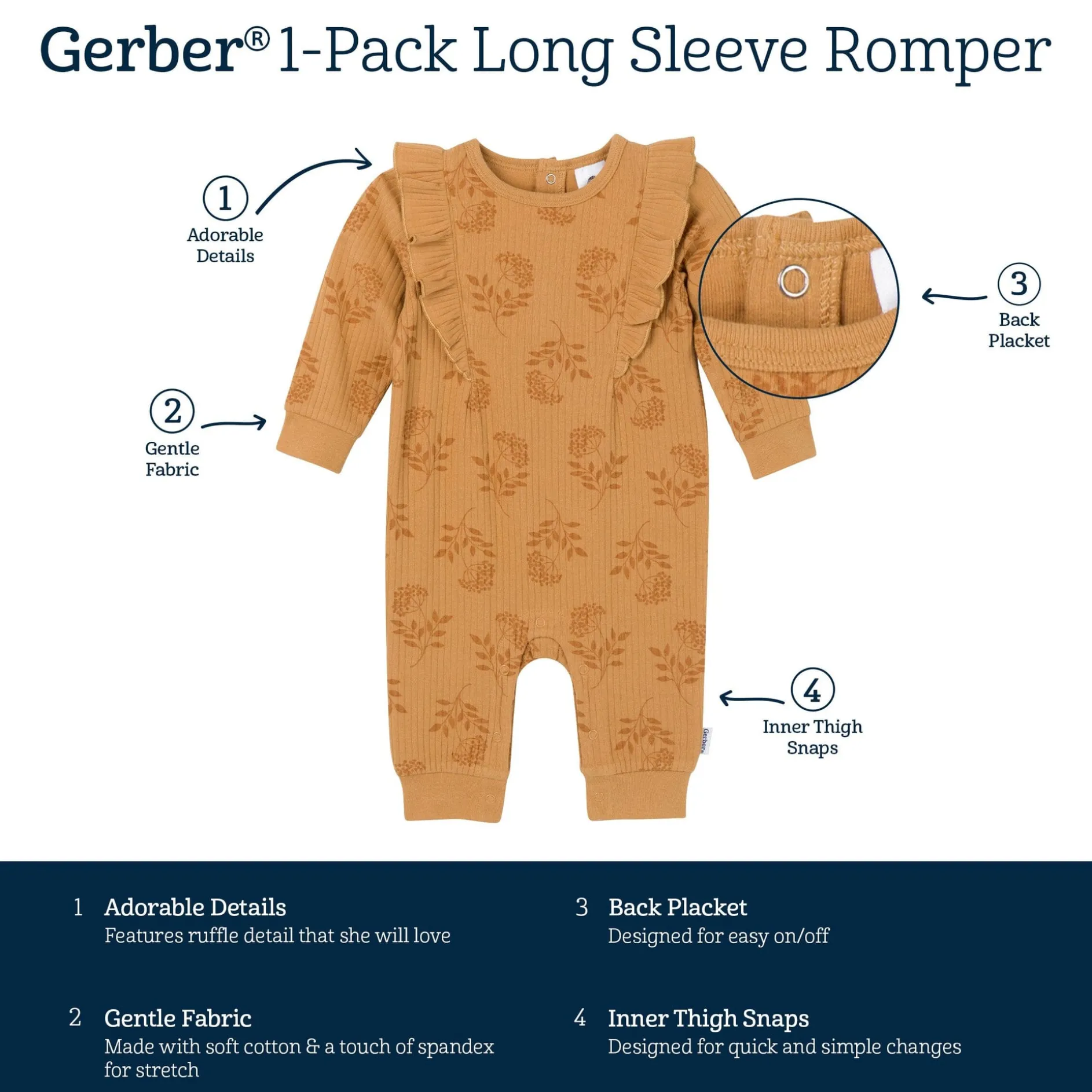 Baby Girls Flower Stamp Romper