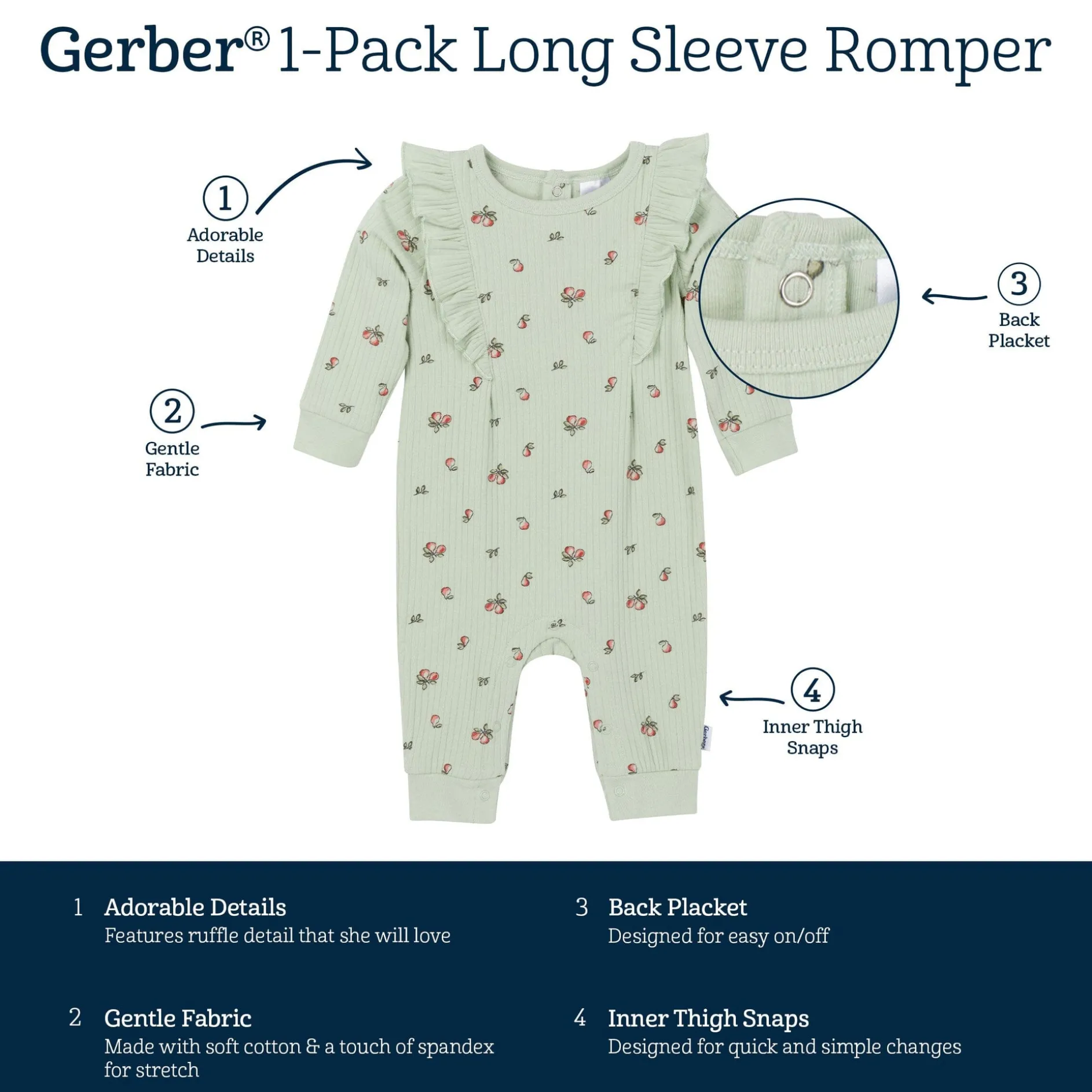 Baby Girls Green Pears Romper