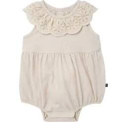 Baby Girls Ivory Lace Ruffle Bubble Romper
