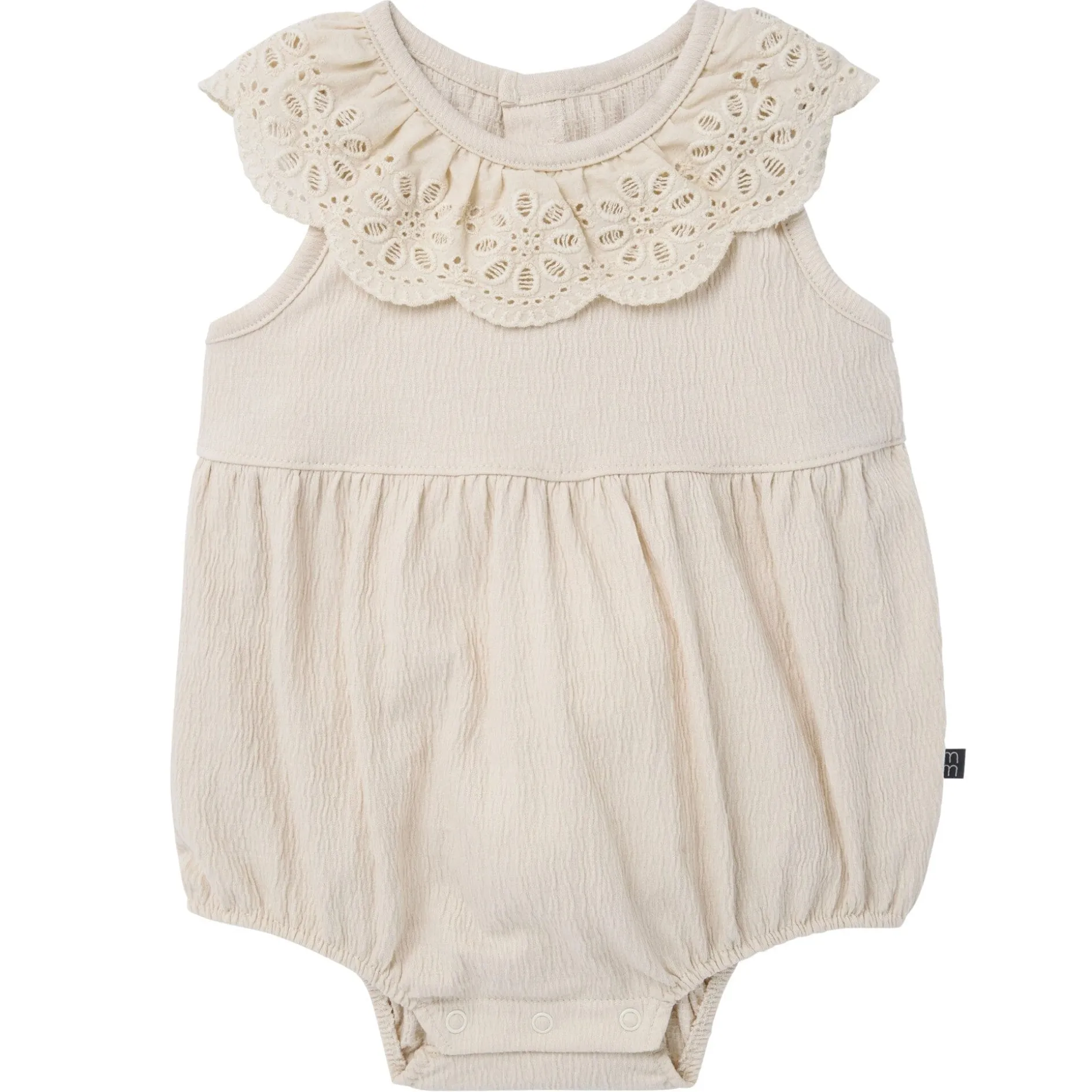 Baby Girls Ivory Lace Ruffle Bubble Romper