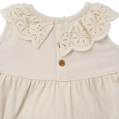 Baby Girls Ivory Lace Ruffle Bubble Romper