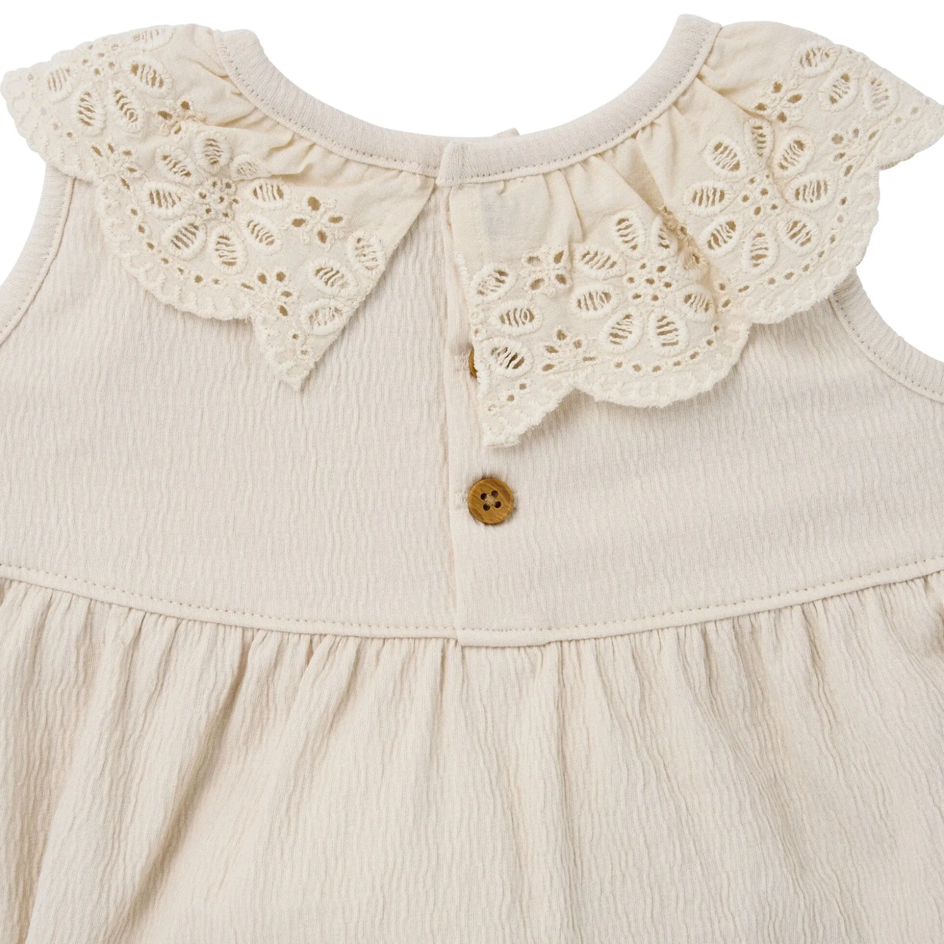 Baby Girls Ivory Lace Ruffle Bubble Romper
