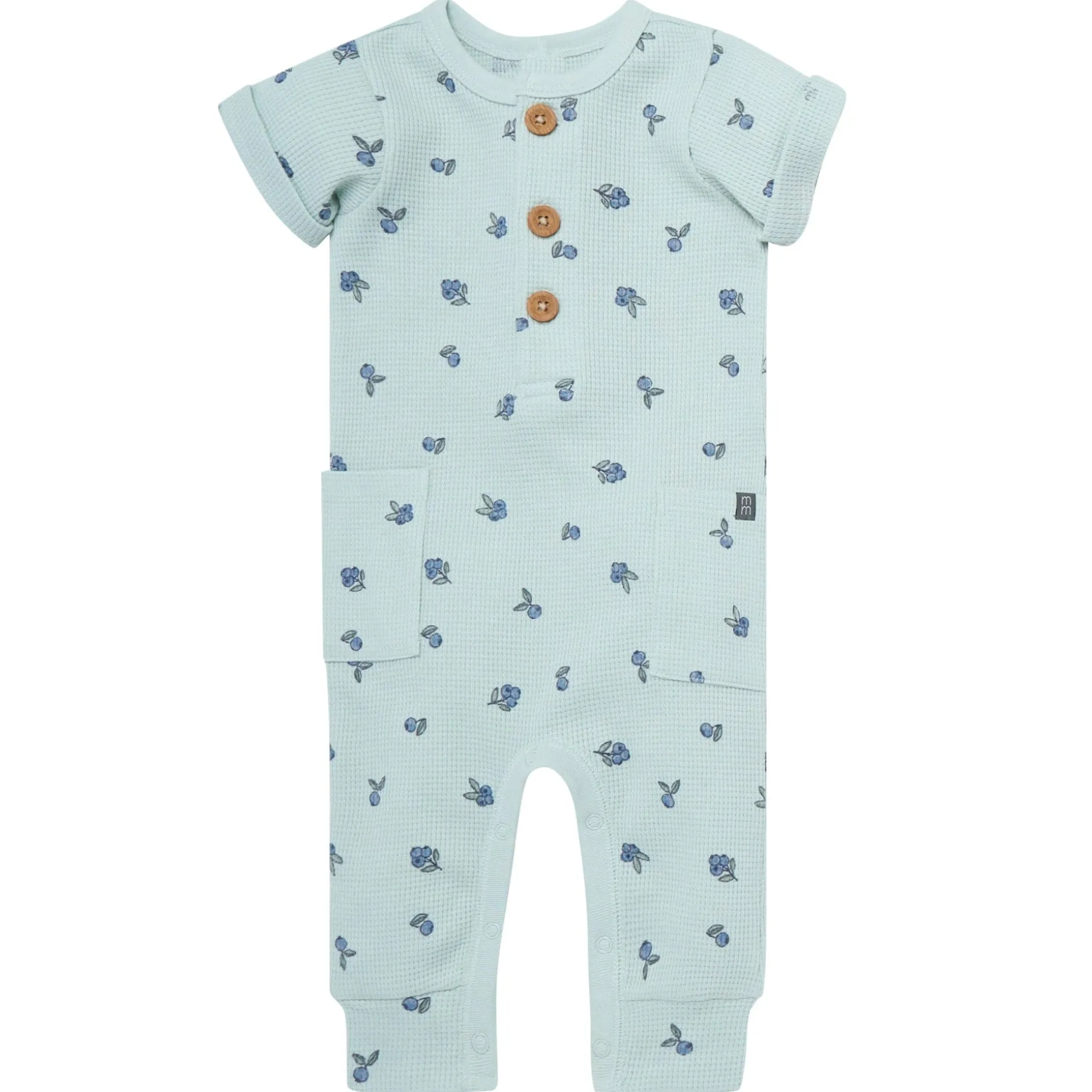 Baby Girls Light Sky Blueberry Short Sleeve Long Leg Romper