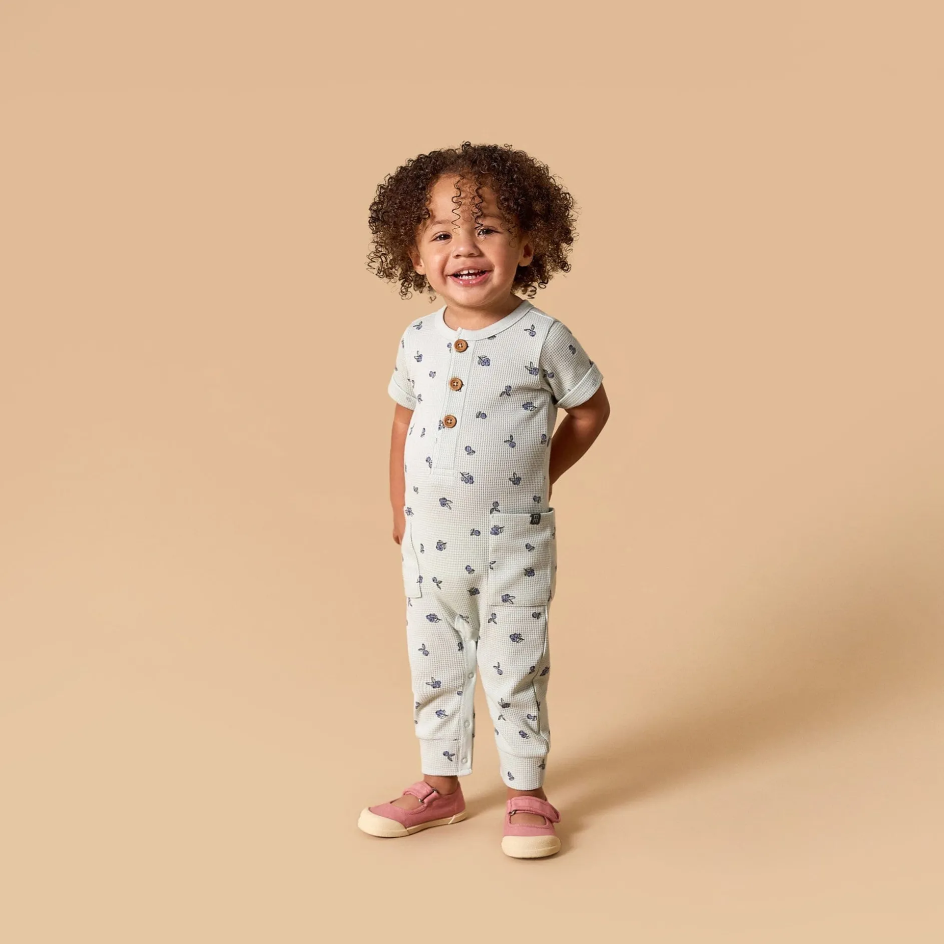 Baby Girls Light Sky Blueberry Short Sleeve Long Leg Romper