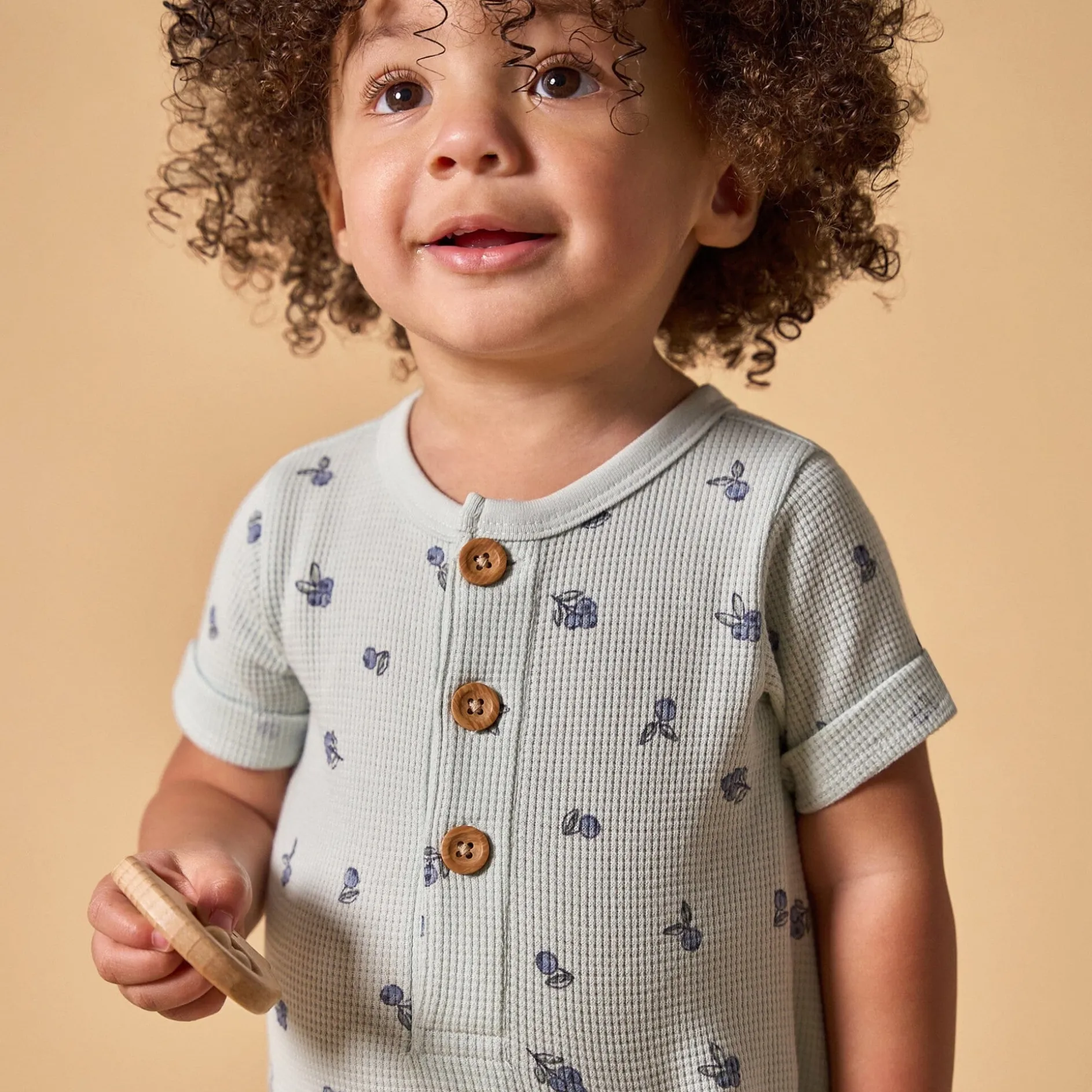 Baby Girls Light Sky Blueberry Short Sleeve Long Leg Romper
