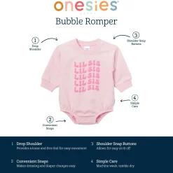 Baby Girls Lil' Sis Sweatshirt Bubble Romper