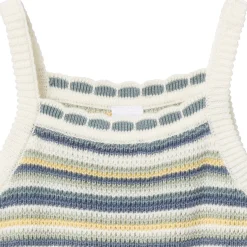 Baby Girls Medium Teal Stripe Crochet Sunsuit Romper