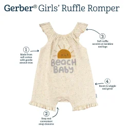 Baby Girls Oatmeal Speckle Sleeveless Ruffle Romper