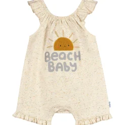 Baby Girls Oatmeal Speckle Sleeveless Ruffle Romper