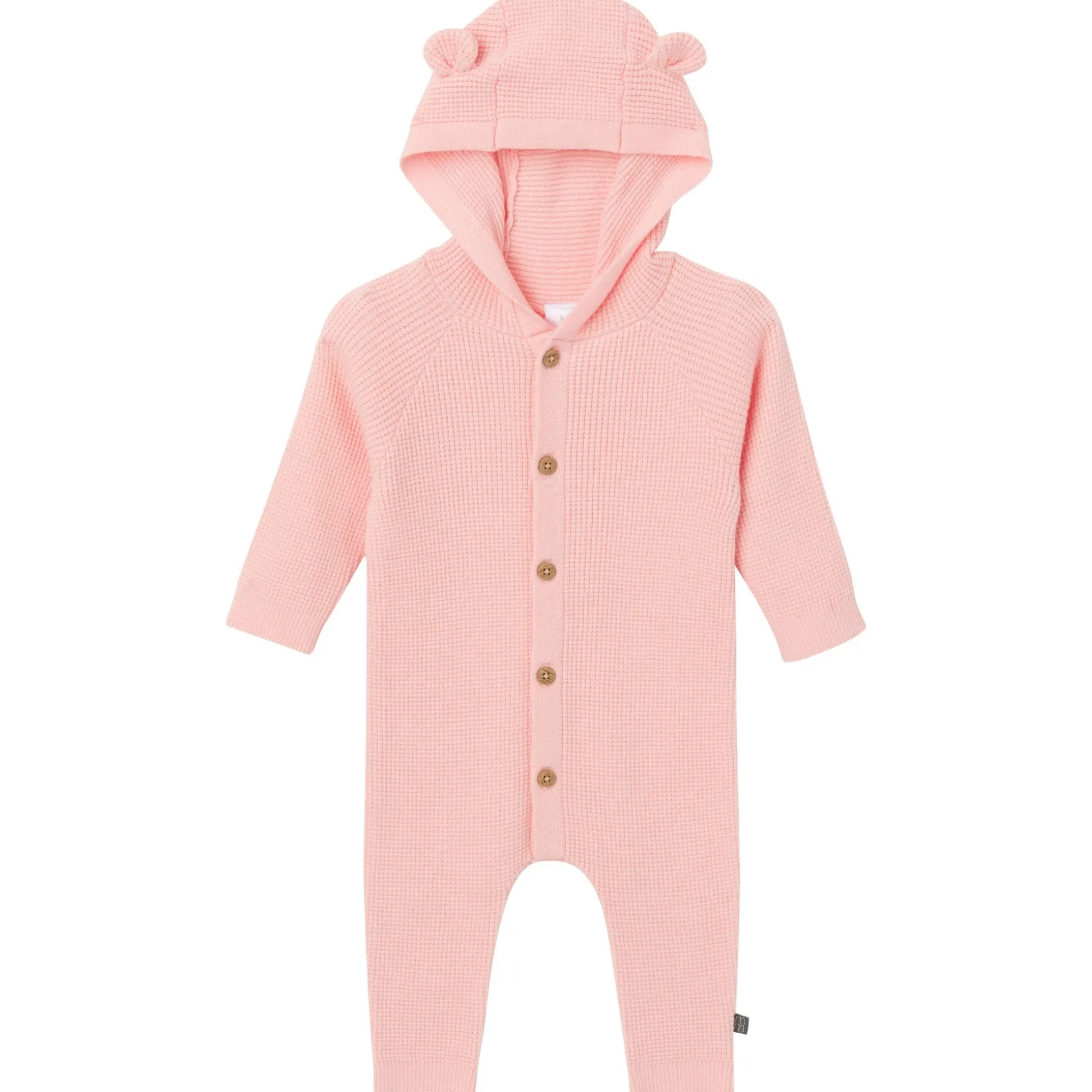 Baby Girls Pink Hooded Viscose Sweater Romper