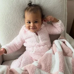 Baby Girls Pink Sherpa Romper