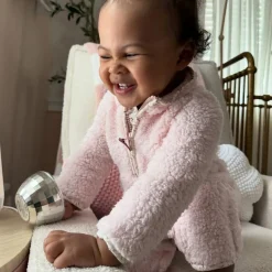 Baby Girls Pink Sherpa Romper