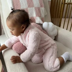 Baby Girls Pink Sherpa Romper