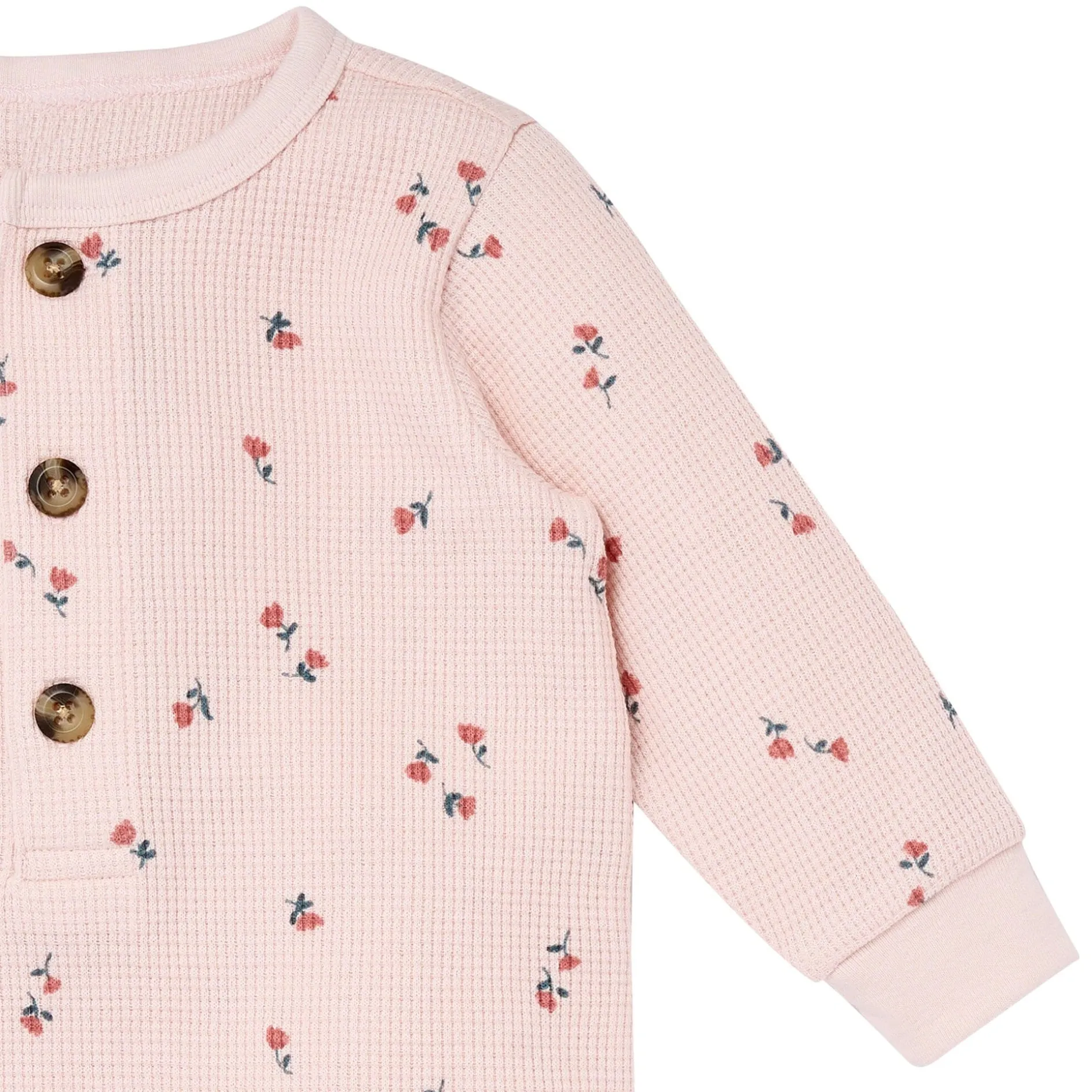 Baby Girls Pink Tulip Waffle Slouch Romper