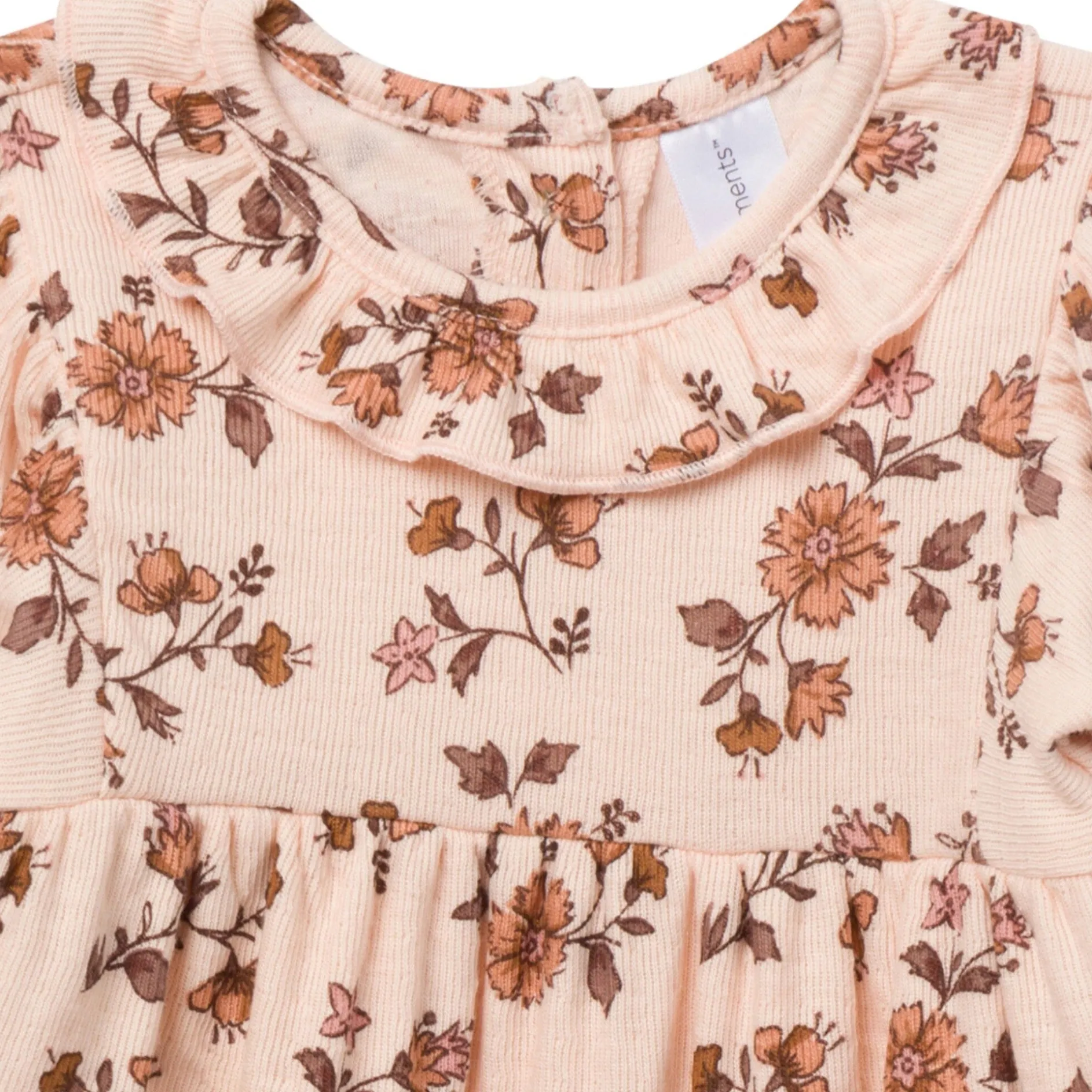 Baby Girls Pink Wildflower Ruffle Collar Romper