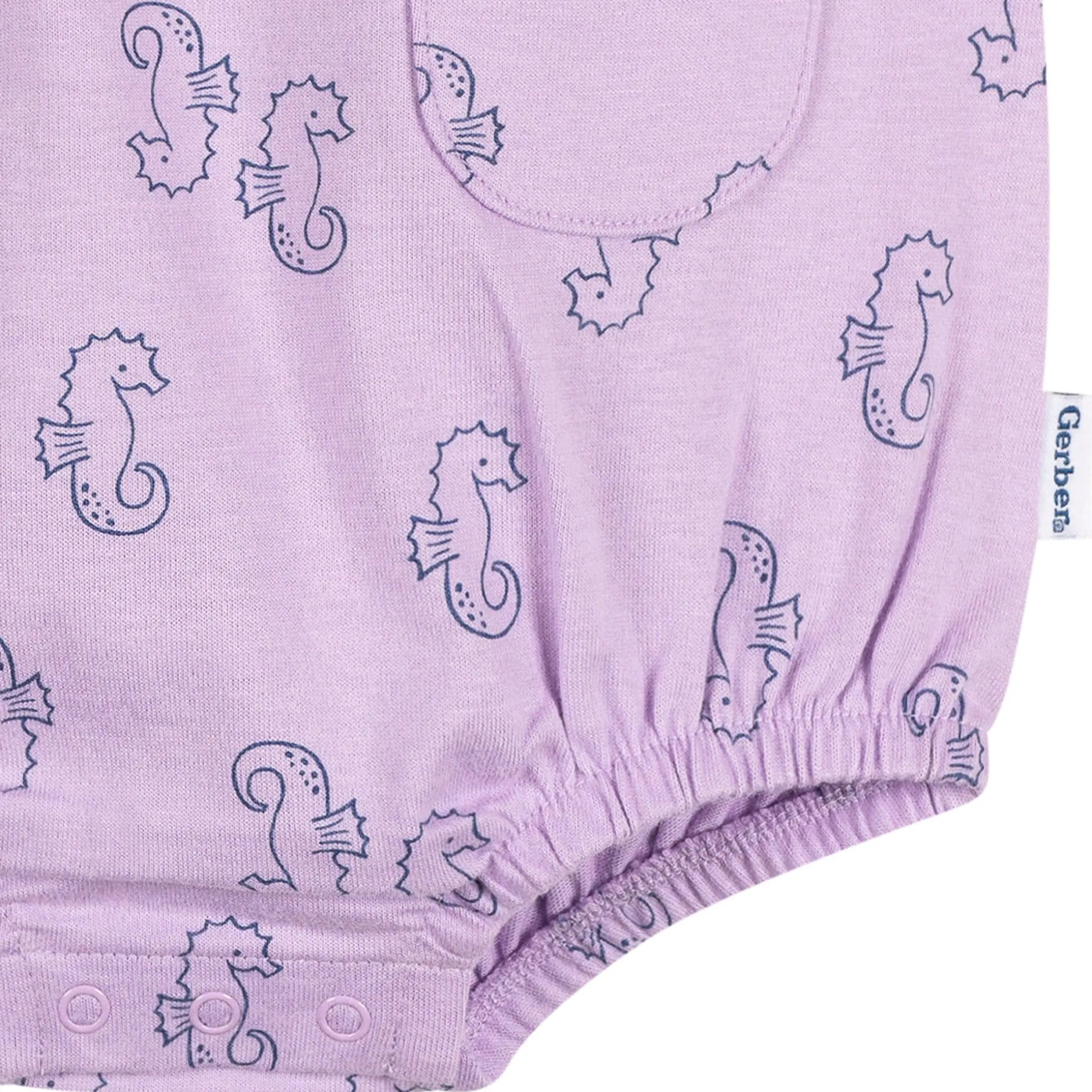 Baby Girls Purple Seahorses Pocket Bubble Romper
