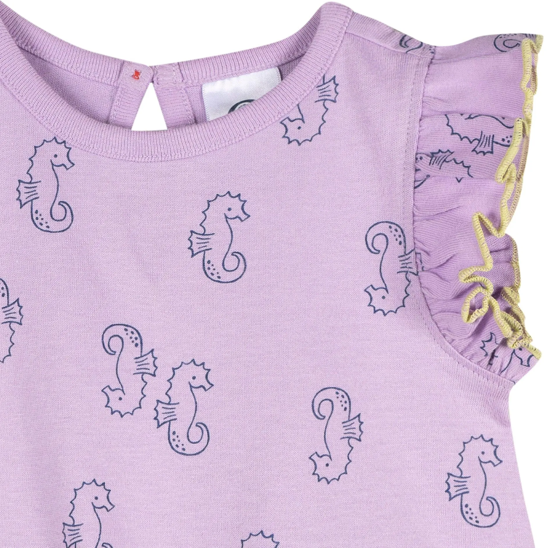Baby Girls Purple Seahorses Pocket Bubble Romper