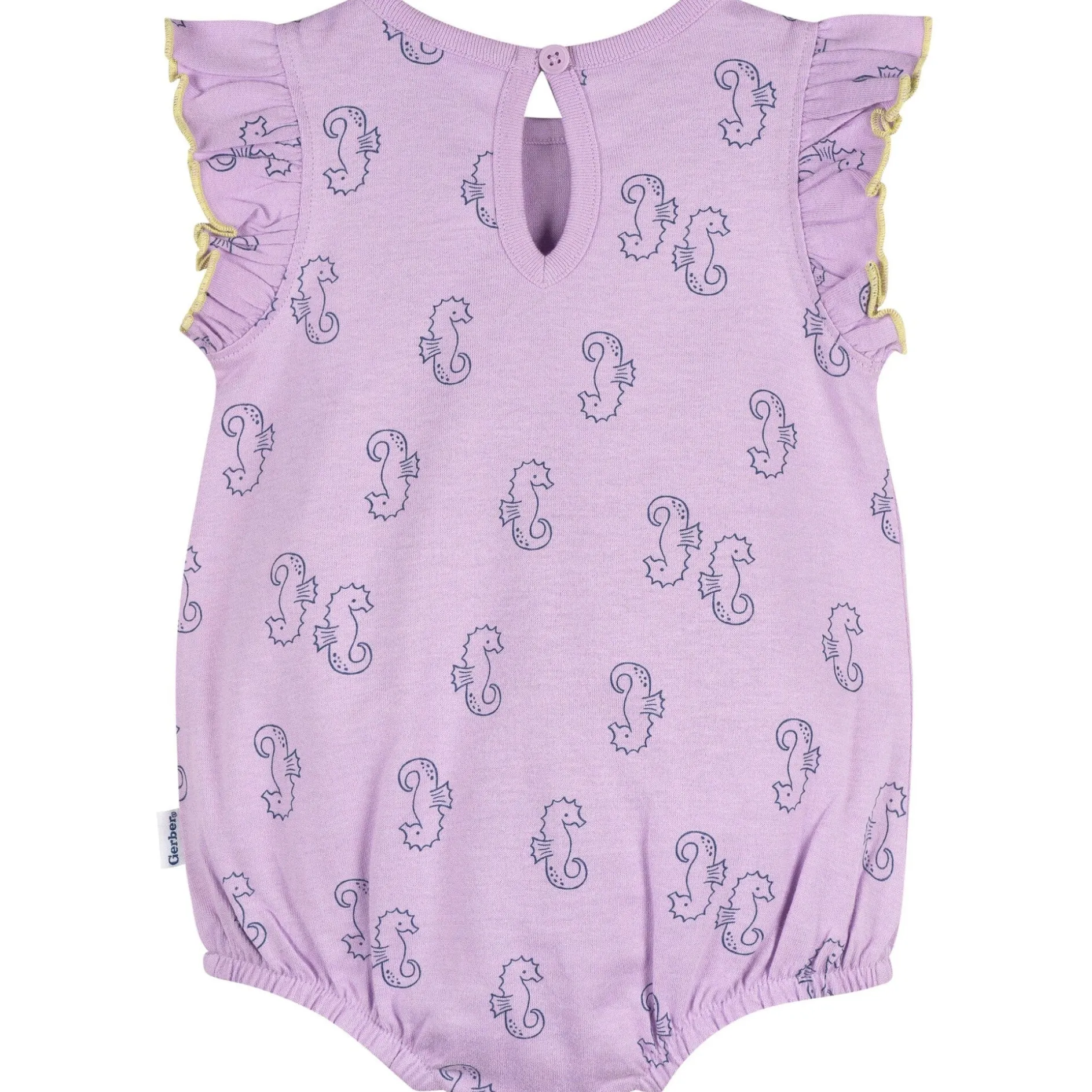 Baby Girls Purple Seahorses Pocket Bubble Romper