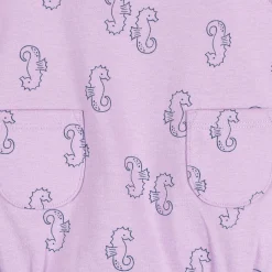Baby Girls Purple Seahorses Pocket Bubble Romper