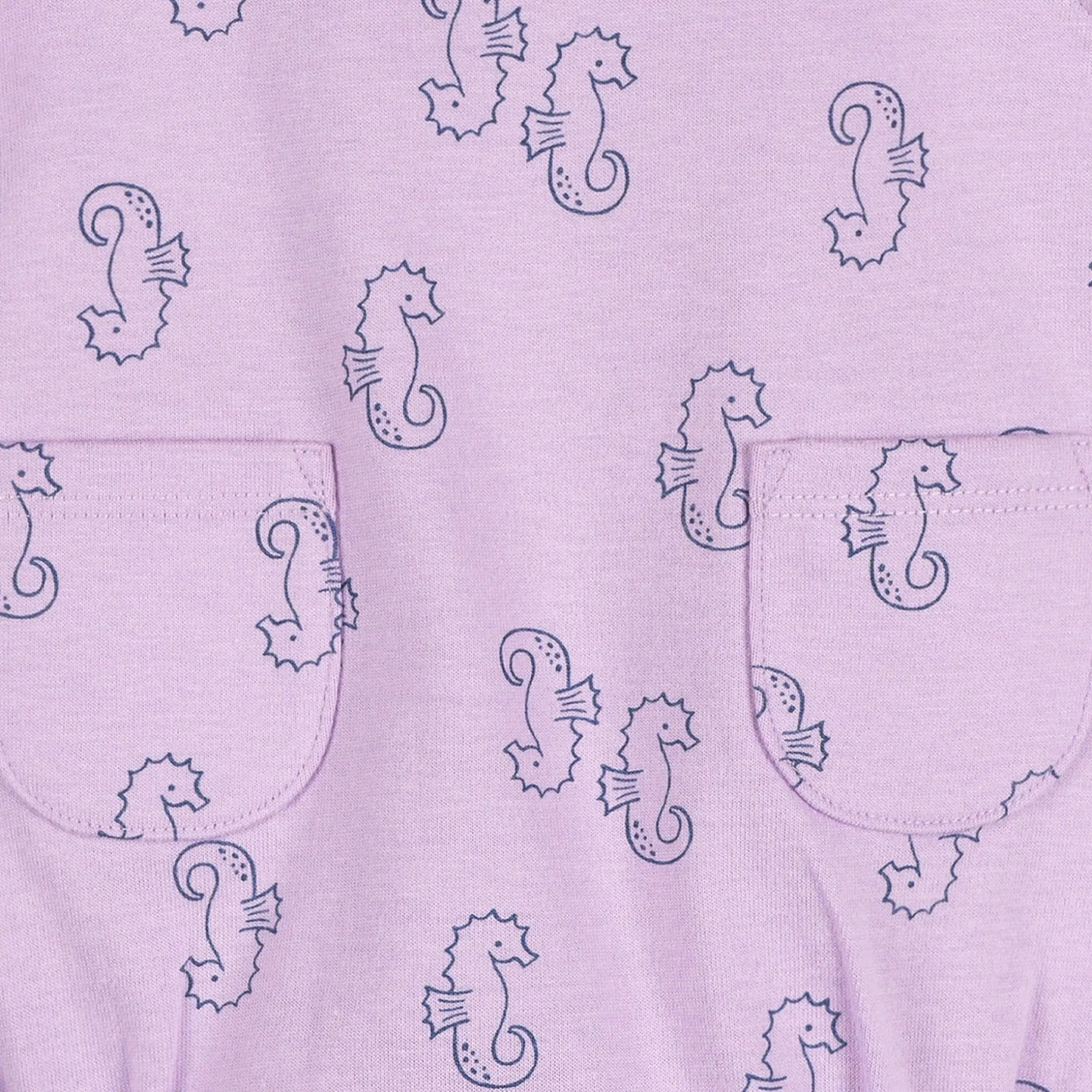 Baby Girls Purple Seahorses Pocket Bubble Romper