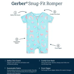 Baby Girls Rainbow Sky Buttery Soft Viscose Made from Eucalyptus Snug Fit Romper