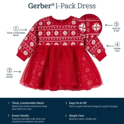 Baby Girls Red Snowflakes Tulle Dress