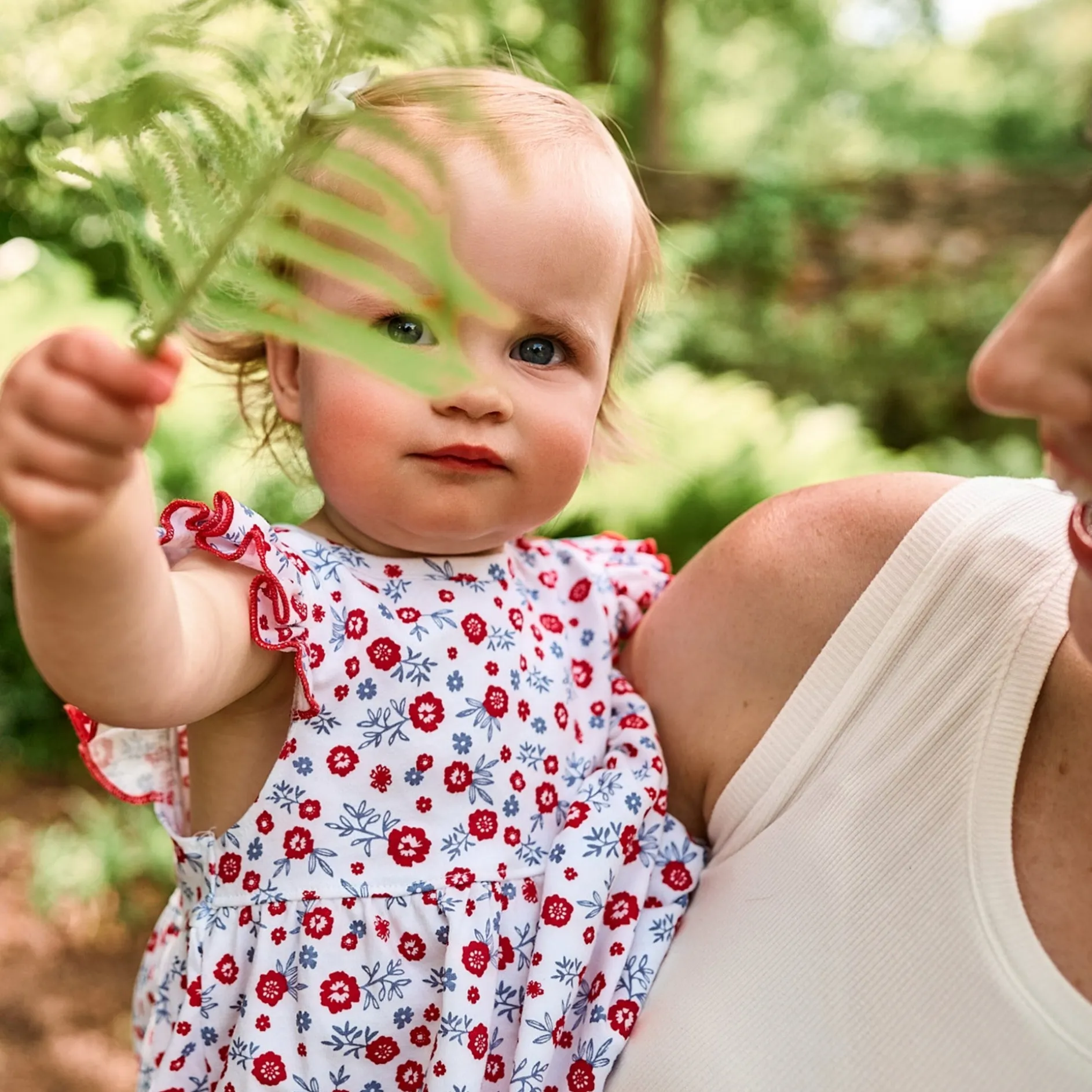 Baby Girls Red, White, & Blue Floral Dress