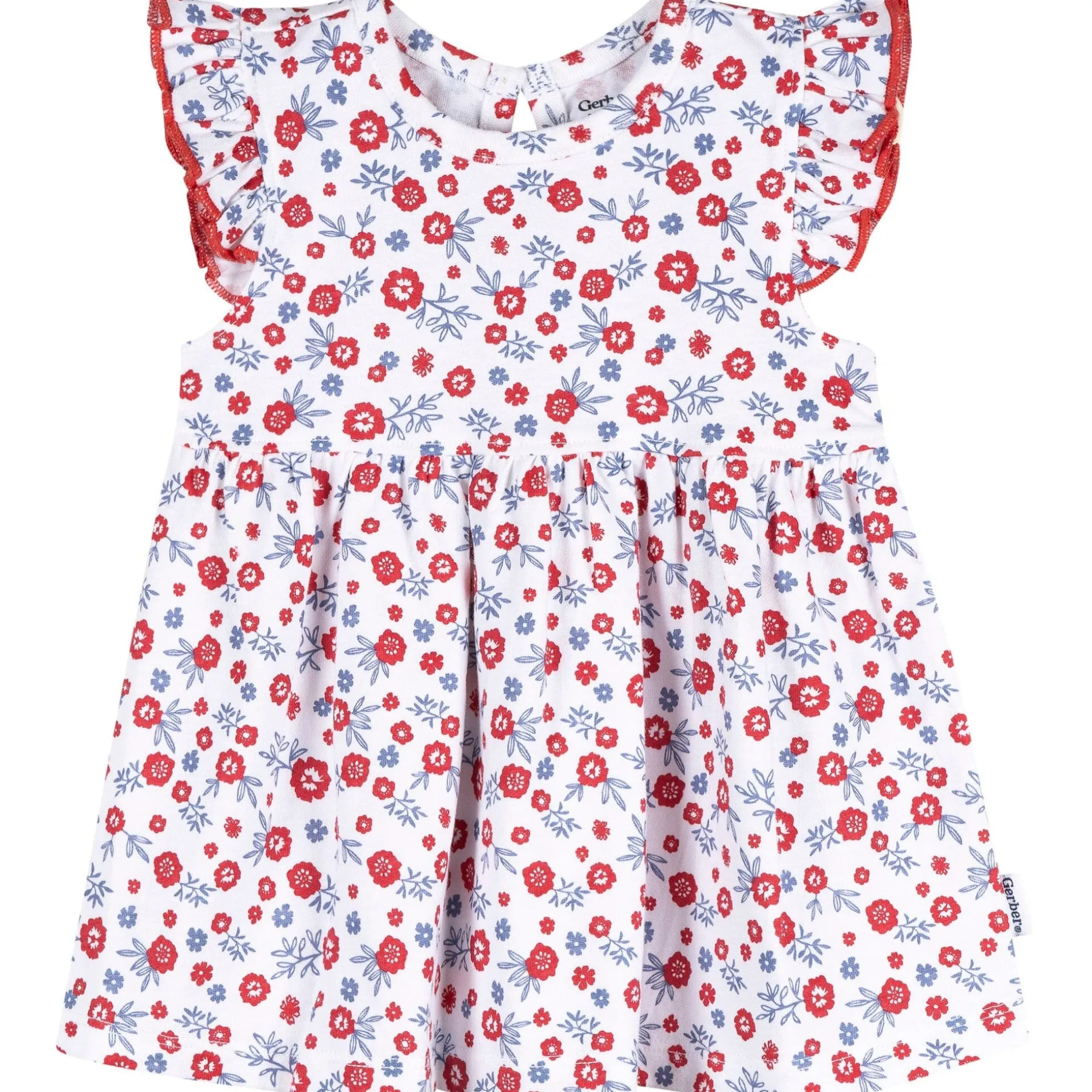 Baby Girls Red, White, & Blue Floral Dress