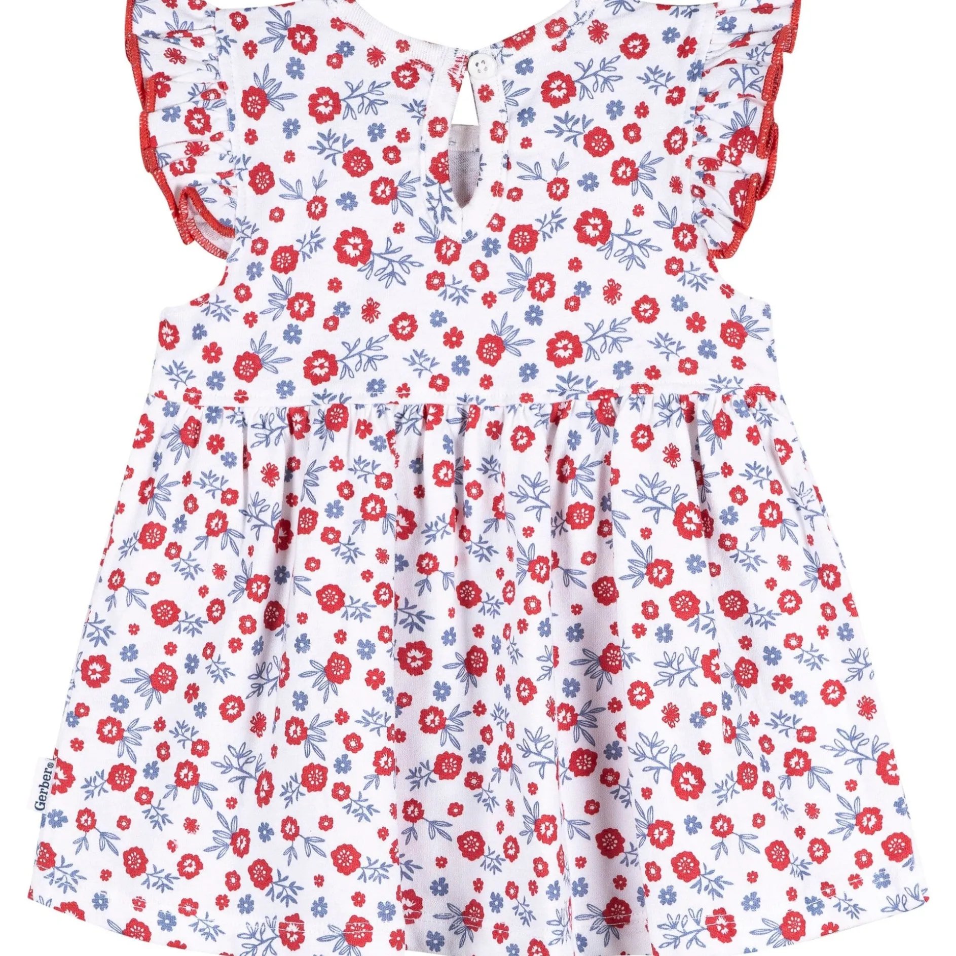 Baby Girls Red, White, & Blue Floral Dress