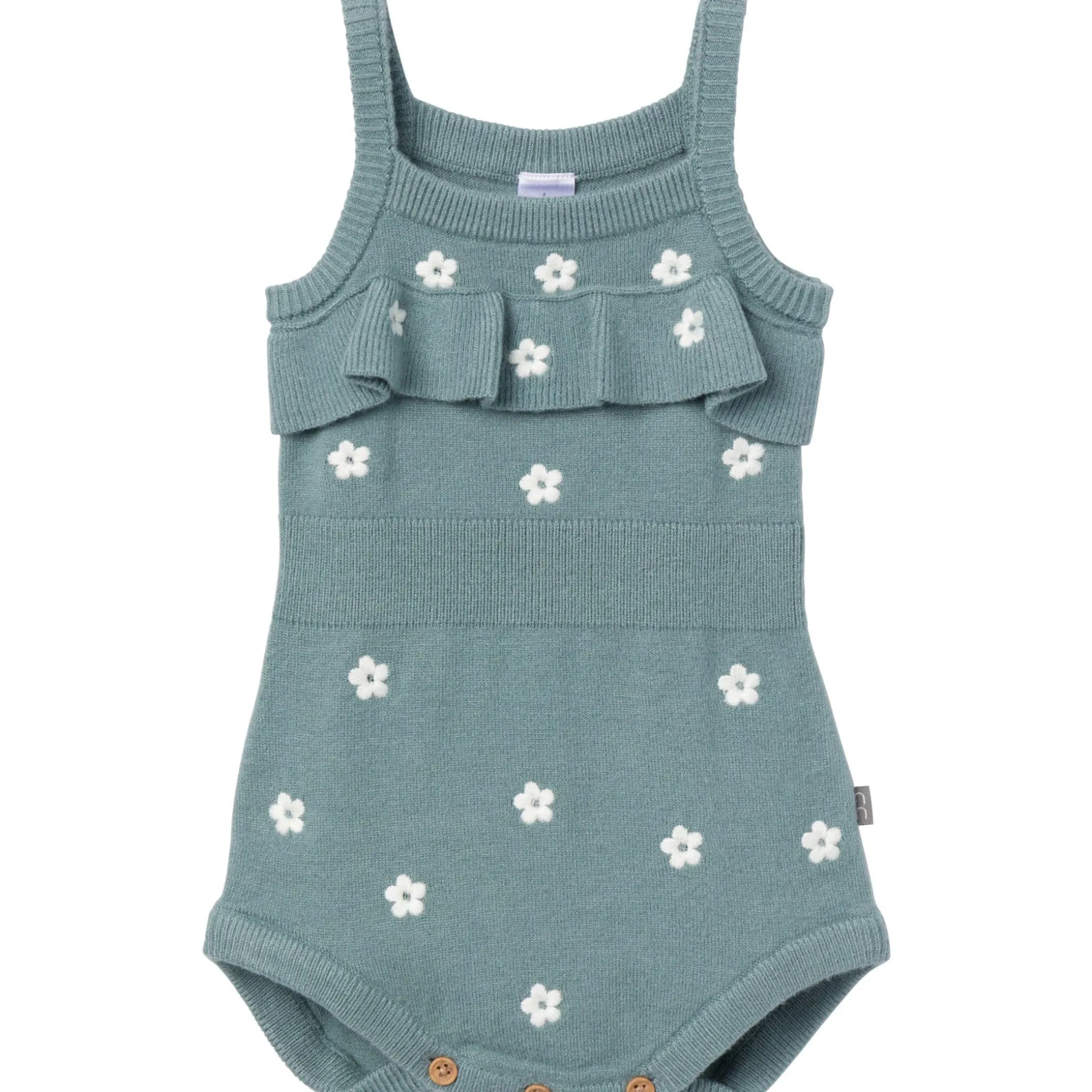 Baby Girls Teal Floral Jersey Sunsuit Viscose Romper