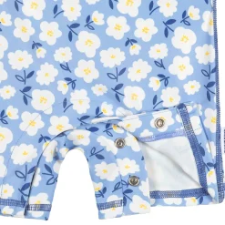 Baby Girls UPF 50+ Blue Daisies Long Sleeve Rash Guard