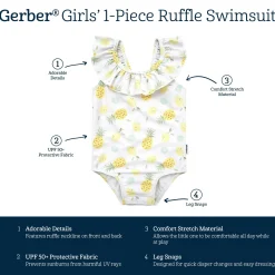 Baby Girls UPF 50+ Pineapples One-Piece Swimsuit