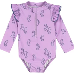 Baby Girls UPF 50+ Purple Seahorses Rash Guard