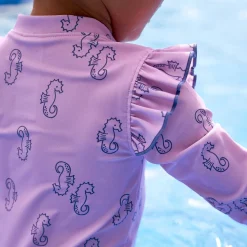 Baby Girls UPF 50+ Purple Seahorses Rash Guard
