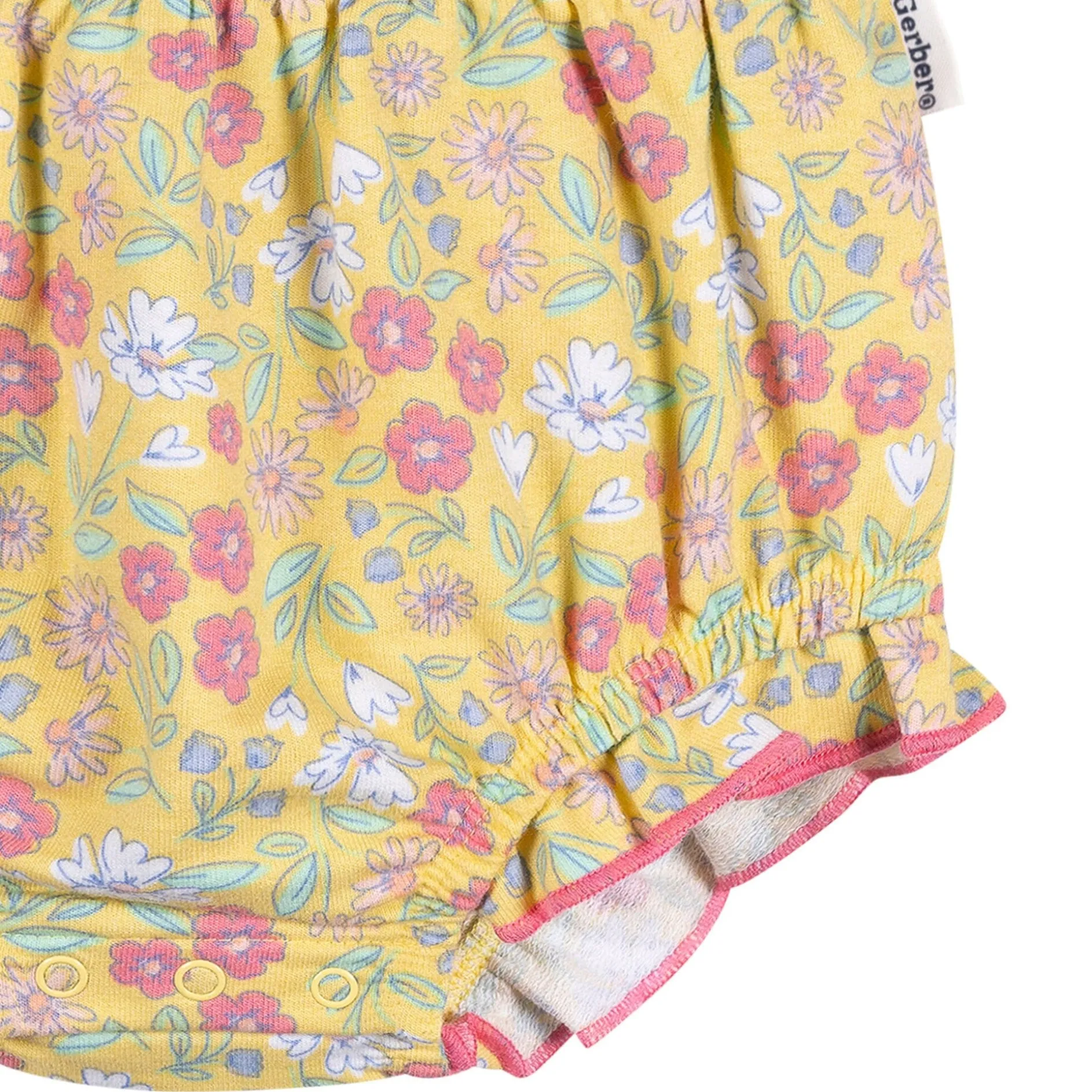 Baby Girls Yellow Floral Bubble Romper