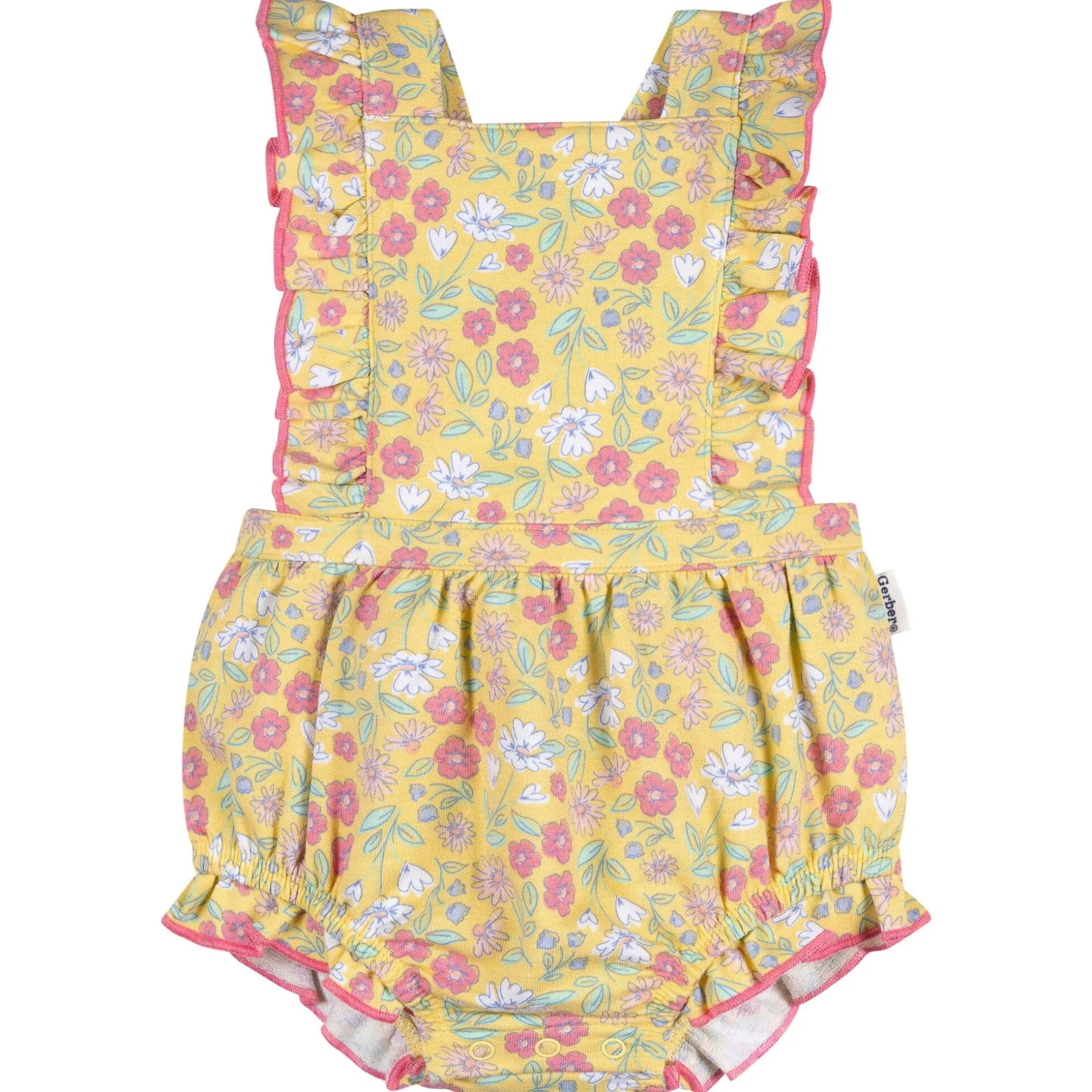 Baby Girls Yellow Floral Bubble Romper