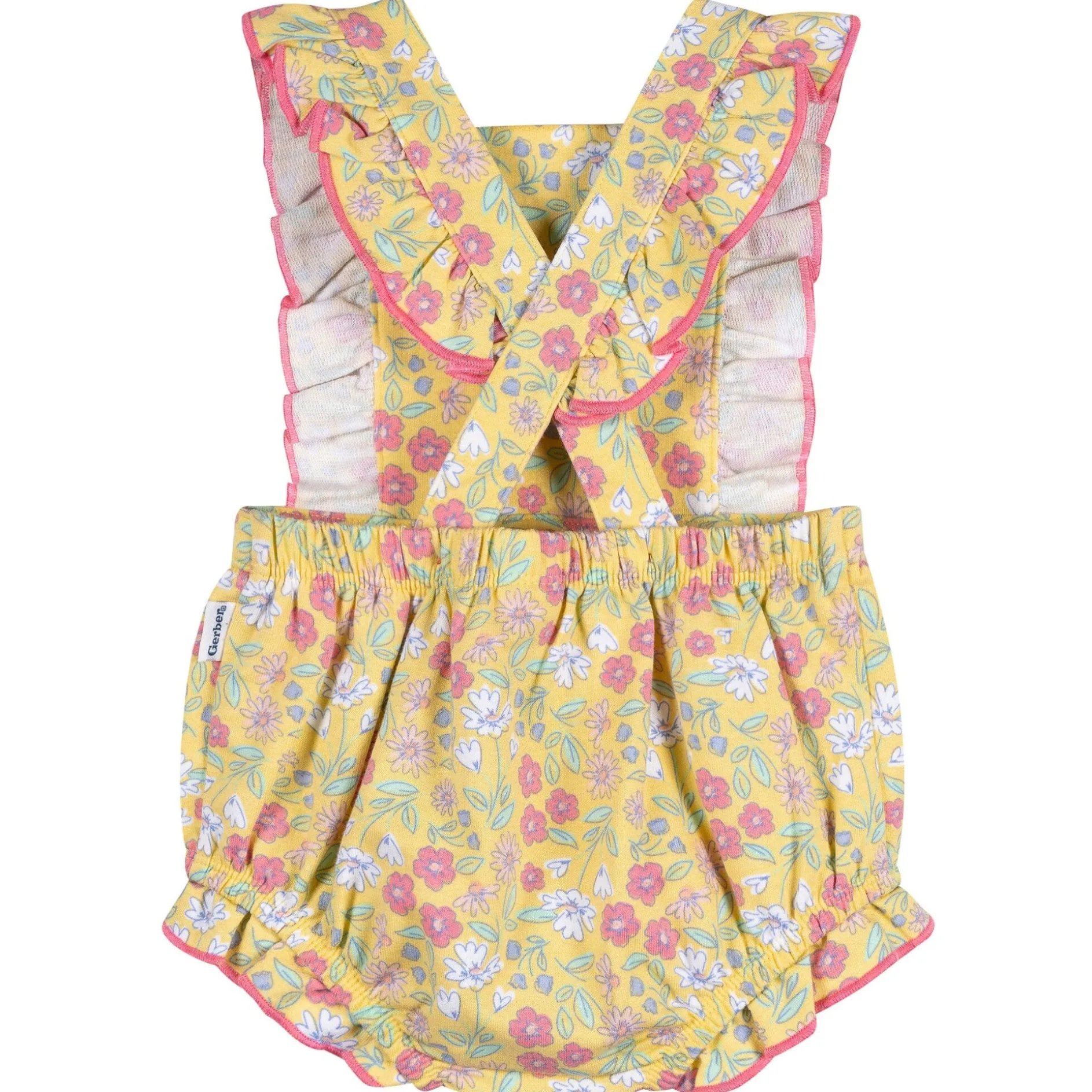 Baby Girls Yellow Floral Bubble Romper