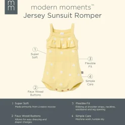 Baby Girls Yellow Floral Jersey Sunsuit Viscose Romper