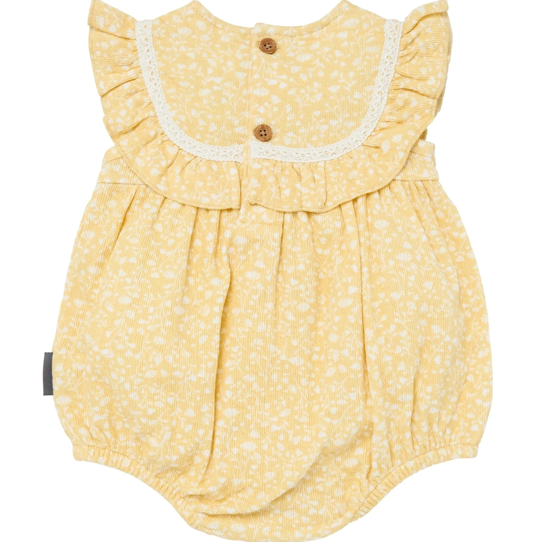 Baby Girls Yellow Vine Flower Ruffle Bubble Romper