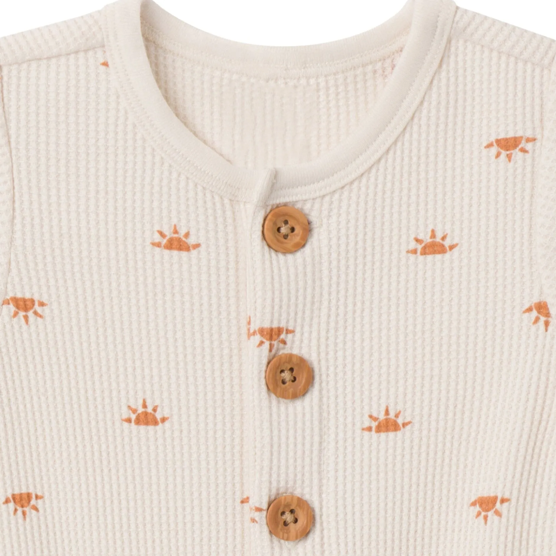 Baby Neutral Beige Suns Short Sleeve Long Leg Romper
