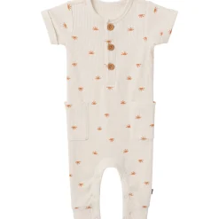 Baby Neutral Beige Suns Short Sleeve Long Leg Romper