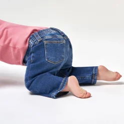 Baby Neutral Blue Straight Fit Denim Jeans With Elastic Back