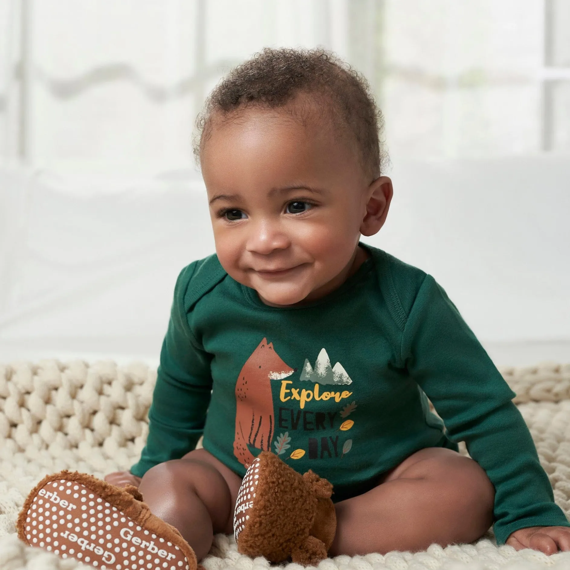 Baby Neutral Brown Sherpa Booties