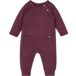 Baby Neutral Burgundy Heather Hacci Long Sleeve Romper