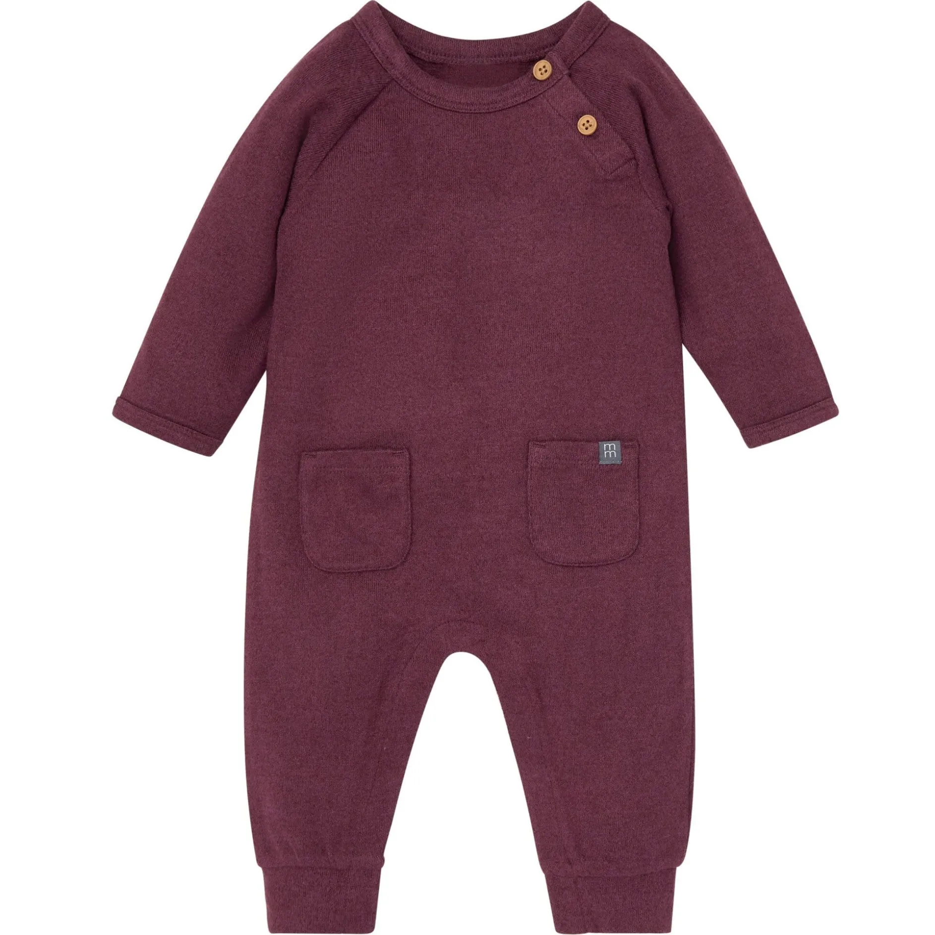 Baby Neutral Burgundy Heather Hacci Long Sleeve Romper