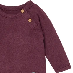 Baby Neutral Burgundy Heather Hacci Long Sleeve Romper