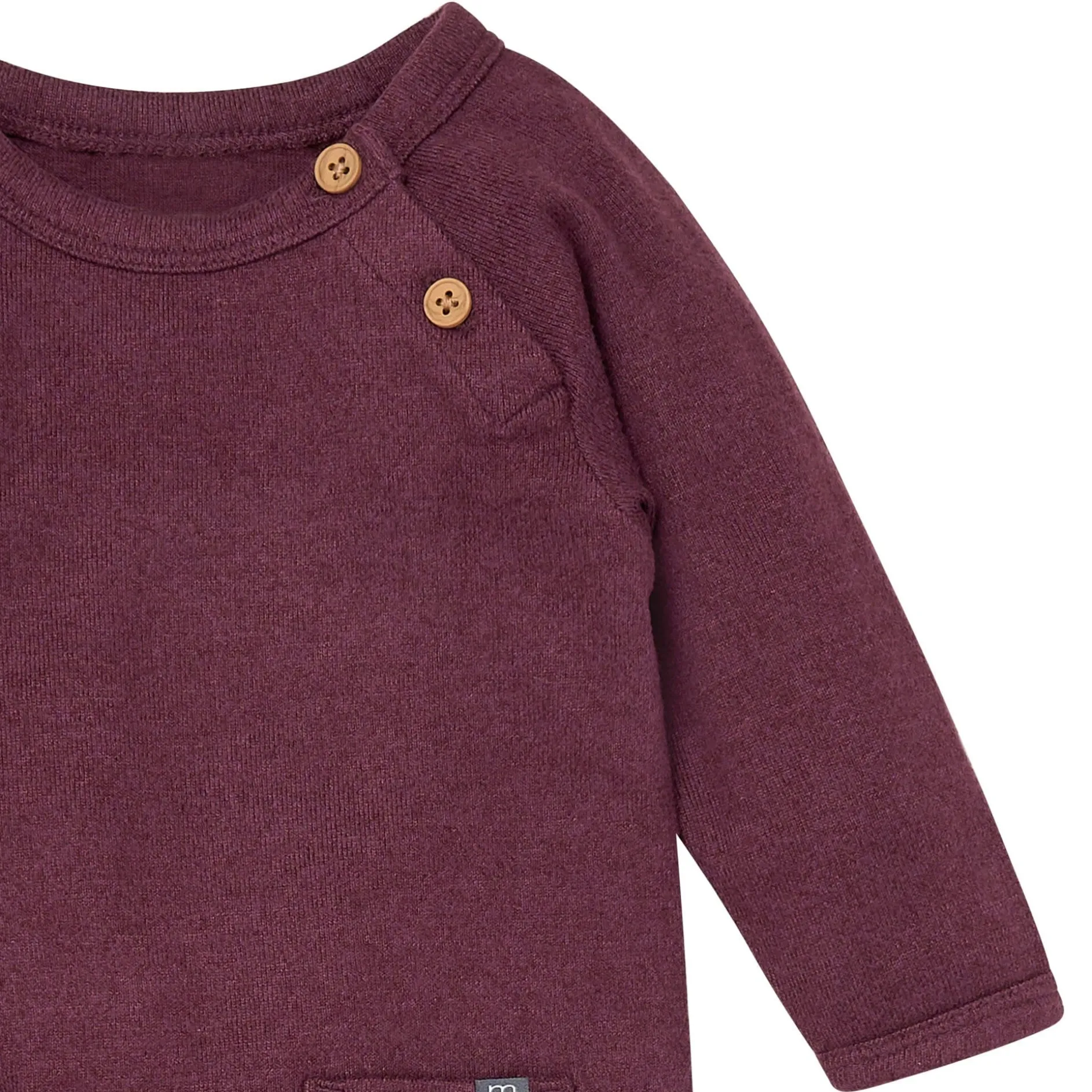 Baby Neutral Burgundy Heather Hacci Long Sleeve Romper