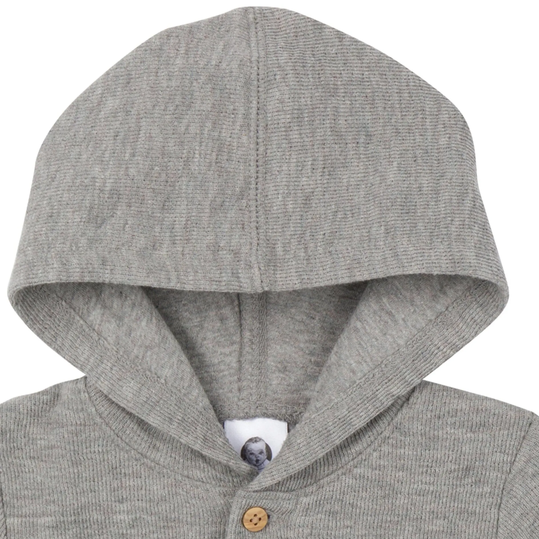 Baby Neutral Grey Heather Hooded Romper