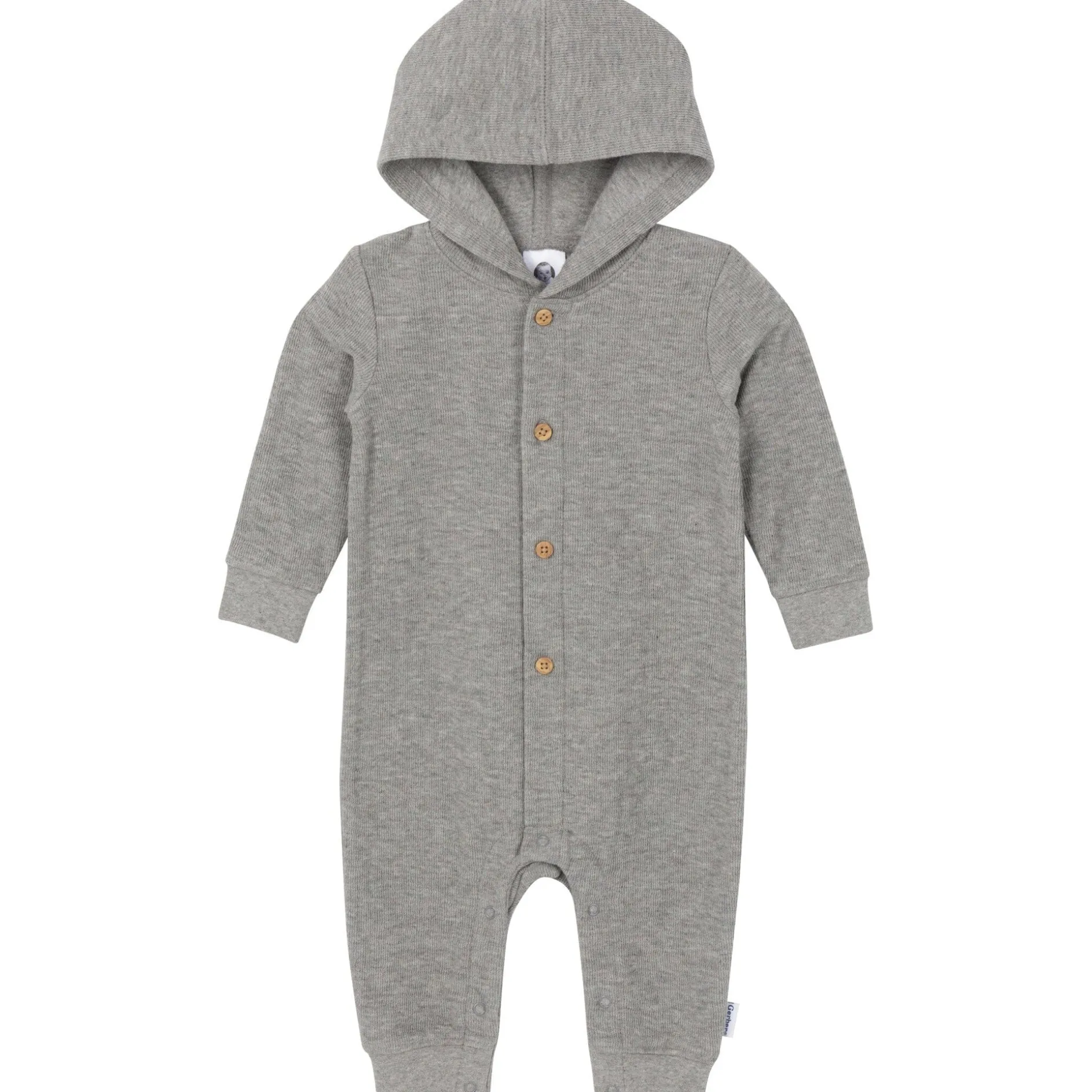 Baby Neutral Grey Heather Hooded Romper